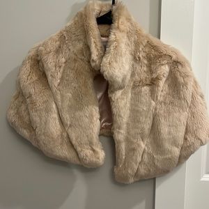 Tahari Faux-Fur Shrug Jacket- Blush Size Small